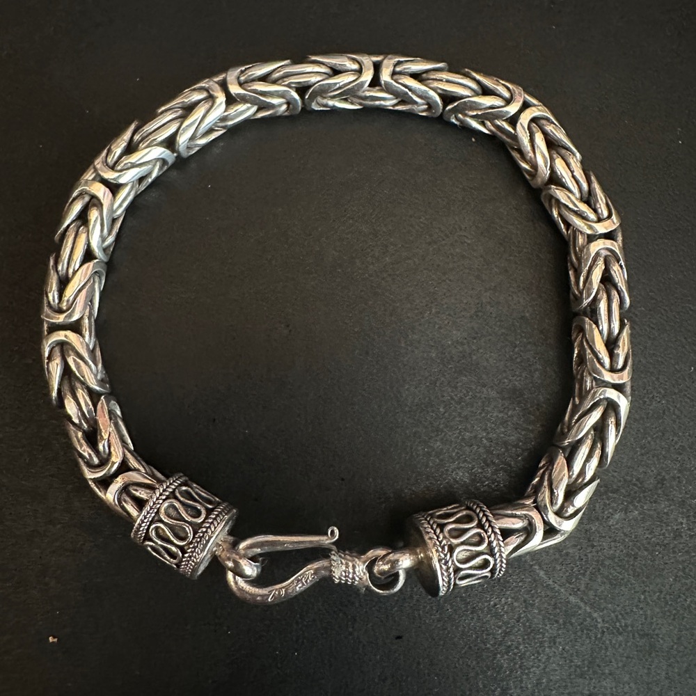 Byzantine Chain Bracelet 925 Sterling Silver Bracelet 8 inch 38 Grams